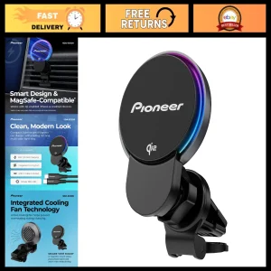 Qi2 MagSafe Wireless Car Charger & Phone Mount | Air Vent, Cooling Fan, RGB Ligh