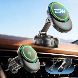 for 25W MagSafe Car Mount Charger with Cooling Fan, Magnetic Wireless black