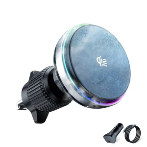 25W Magnetic Wireless Car Charger Mount with Cooling Fan, Polmxs for Black