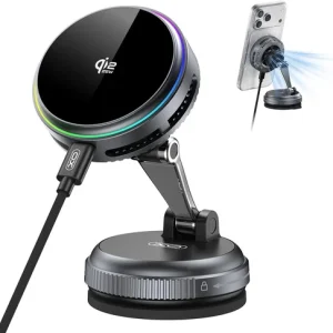 Qi2.2 Magnetic Car Mount Charger,25W Fast Charging with Cooling Fan and LED Ligh